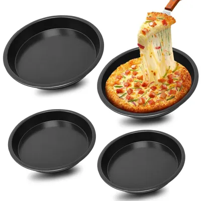 Pizzaplatten 4er-Set, Ø 16/18 cm, Kohlenstoffstahl, antihaftbeschichtet