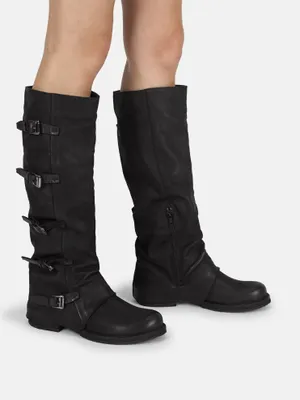 Produktbild von Hohe Lederstiefel COOPER C895 mit seitlichem Reißverschluss und Schnallen