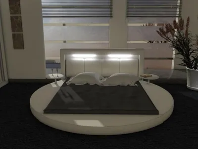Immagine prodotto di Letto rotondo di design Letto imbottito Letto rotondo imbottito rotondo xxl Illuminato Nuovo