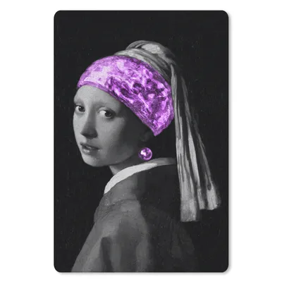 Produktbild von MuchoWow® Mauspad Mousepad Das Mädchen mit dem Perlenohrring - Johannes Vermeer - Lila 18x27 cm - Mousepads - Maus Mat - Pad - Mausunterlage