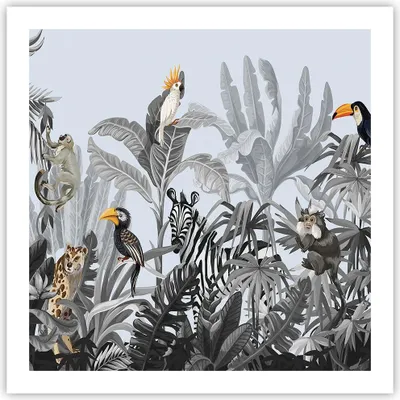 Produktbild von Poster - Poster ohne Rahmen - Dschungel Tiere Tukane - 60x60 cm - Wand Bild - Wanddeko - Wandbilder - Kunstposter - Wandposter - Bilder - Kunstdruck - Wanddekoration - Wandbild - P2XAC60x60-4662