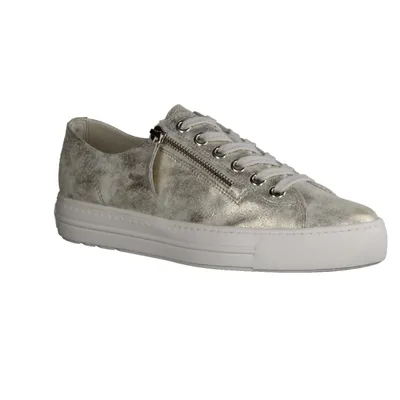 Produktbild von Paul Green 5206-103 Damensneaker, Leder, Antic Mineral, mit Zipper - Damenschuhe Sneaker, Mehrfarbig, leder (metallic)