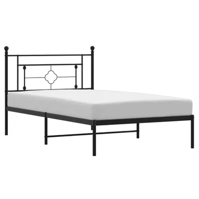Produktbild von vidaXL Bettgestell mit Kopfteil Metall Schwarz 107x203 cm