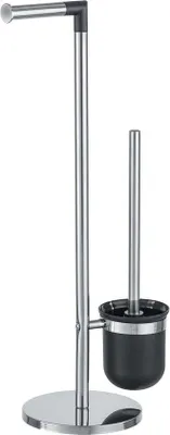 Obrázek produktu pro Stojanový držák na toaletní papír s WC štětkou - nerezová ocel/plast černá - 255 x 57 x 165 cm WC Butler