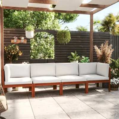 Zdjęcie produktu dla Maison Exclusive – 4-osobowa sofa ogrodowa z poduszkami, drewno akacjowe i lina