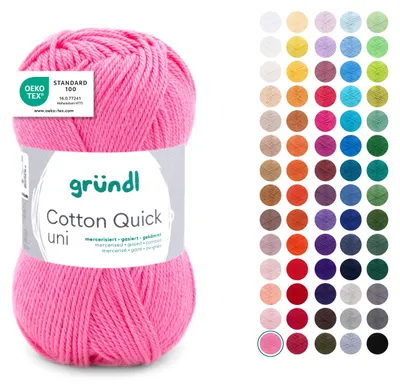 Produktbild von Gründl Wolle Baumwolle Quick uni Häkelgarn 1 Knäuel 50 g, Himbeere