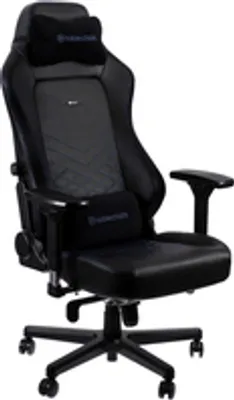 Produktbild von noblechairs Hero PolyurethanLeather, Luftgefüllter Sitz, Gepolsterte Rückenlehne, Schwarz, Schwarz, Blau, Stahl, Schwarz