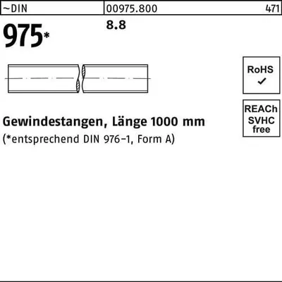 Produktbild von Gewindestange DIN 975 M12x 1000mm 8.8 1 Stück
