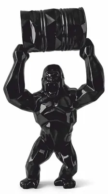 Produktbild von Casa Padrino XXL Garten Deko Skulptur Gorilla mit Fass Schwarz H. 250 cm