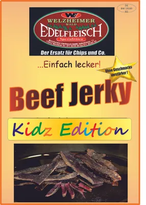 Produktbild von 10x50 Gramm Beef Jerky Biltong Kidz Edition geschnitten