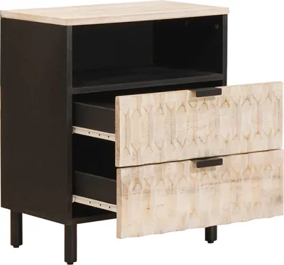 Produktbild von vidaXL Nachttisch mit Schubladen Weiß 50 x 33 x 60 cm Massivholz Mango