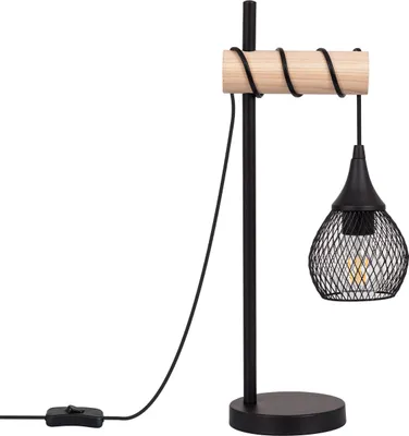 Produktbild von Tischlampe aus Metall und Holz Monah Schwarz