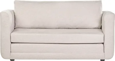 Produktbild von Miliboo - Schlafsofa mit 2 Plätzen aus strukturiertem beigefarbenem Samteffektstoff LEON