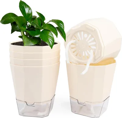 Imagen del producto de Macetas de auto-riego, juego de 6 unidades, 12,5 cm, para uso interior y exterior