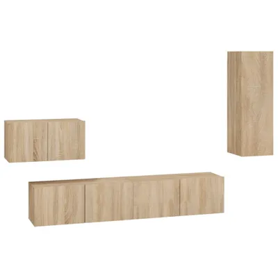 Produktbild von vidaXL 4-tlg. TV-Schrank-Set Sonoma-Eiche Holzwerkstoff