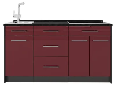 Obrázek produktu pro Kuchyňský blok Vicco Fame-Line Bordó červená vysoký lesk 150 cm bez pracovní desky, Model 65394
