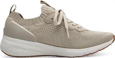 Produktbild von Tamaris Damen Sneaker 1-23714-42, 38 EU, Beige, Stretch, dezenter Glitzer, aus recycelten PET-Flaschen und Algen