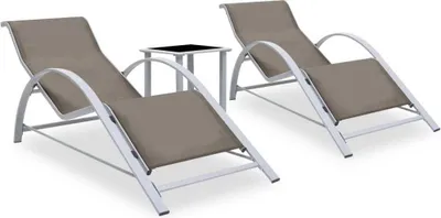 Produktbild von Möbel Sonnenliegen 2 Stk. mit Tisch Aluminium Taupe - Gartenliegen 310538