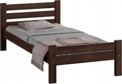 Produktbild von Bett 90x200, Bettrahmen, Holzbett mit Lattenrost | Massives Kiefernholz | Stabil & Langlebig | 210x102x72 cm (BxTxH) | Walnuss