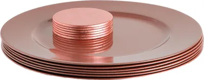 Produktbild von Argon Ta 12 Stück Metallic Ladegerät Teller Set - Fine Dining Luxe Tisch unter Teller Untersetzer - Rose Gold