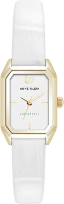 Produktbild von Damen Armbanduhr Analog Quarz nachhaltiges Lederarmband Weiß Krokoprägung Mineralglas 30M wasserfest achteckig elegante Uhr