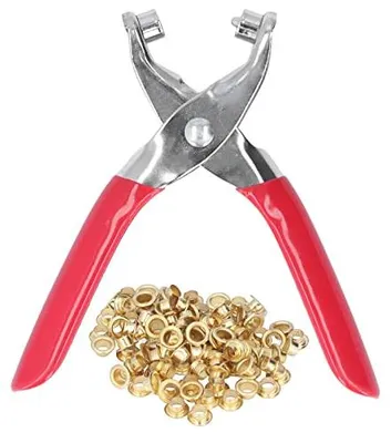 Produktbild von Metall-Lochzangen-Set - Mit 100 Ösenknöpfen 4 mm - Für Textilien und Leder - Stahllegierung