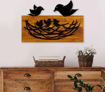 Produktbild von Wallity, Family, Dekoratives Wandaccessoire aus Holz, Nussbaum, 100 % HOLZ / METALL, 58 x 3 x 40 cm