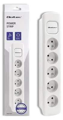 Zdjęcie produktu dla Qoltec 50276, 1,8 m, wewnętrzny, typ F (CEE 7/4), biały, 5 gniazd AC, 230 V