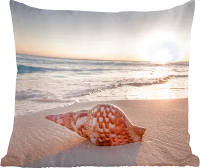 Produktbild von MuchoWow® Zierkissen Sofakissen Wohnzimmer Dekokissen 40x40 cm Muschel - Strand - Himmel - Foto Kissen - Schlafzimmer Dekoration