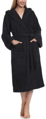 Produktbild von Ladeheid Damen Frottee Bademantel aus 100% Baumwolle LA40-193 (Schwarz-30 (Gramatur 400), S)
