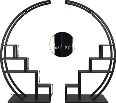 Productafbeelding van Plantenrek, 5-laags, metalen design, ruimtebesparend, zwart