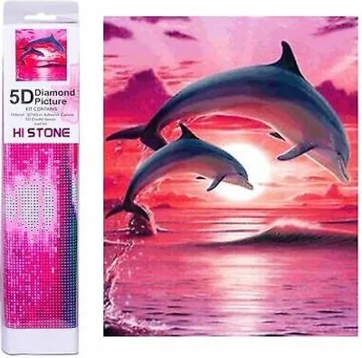 Zdjęcie produktu dla 40x30 cm Diamentowy obraz DIY Delfiny do malowania diamentów