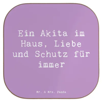 Produktbild von Mr. & Mrs. Panda Tassen Untersetzer Spruch Akita Inu Liebe - Lavendeltraum - Geschenk, Coaster, starke Hunde, Hunderassen Eigenschaften, Tischuntersetzer, Hundetraining
