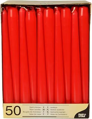 Produktbild von 100 Papstar Leuchterkerzen Ø 2,2 cm, 25 cm rot 17960