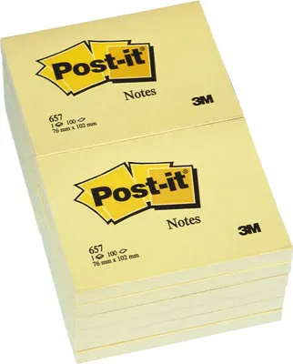 Obrázek produktu pro 3M Post-it Notes Haftnotizen, 102 x 76 mm, gelb 100 Blatt-Block (657)