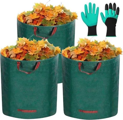 Image de Sacs à déchets de jardin recyclables 272 L - Lot de 3 avec gants de jardinage
