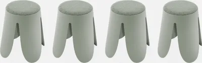 Produktbild von sweeek - 4er Set stapelbare Hocker, strukturierter Bouclébezug - Seladon Grün