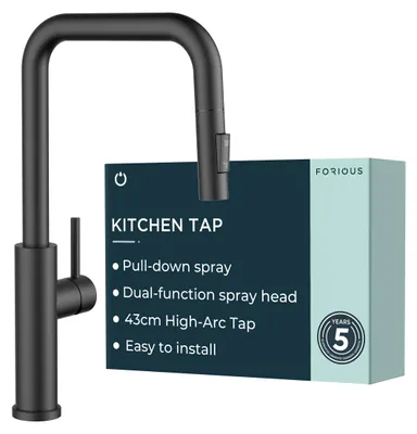 Produktbild von Küchenarmatur mit ausziehbarer Brause, 360° schwenkbar, 2 Sprühstufen, Edelstahl