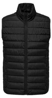 Productafbeelding van Only & Sons heren quiltvest ONSBRODY, model OTW, gevoerd, zwart, maat L