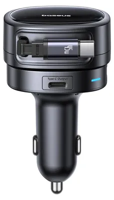 Image de Chargeur voiture Baseus Primetrip Vr1 60 W USB-A USB-C avec câble USB-C rétractable - Noir
