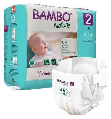 Produktbild von Bambo Nature 1000019252, Junge/Mädchen, Windel mit Klebeband, 3 kg, 6 kg, Weiß, Velcro