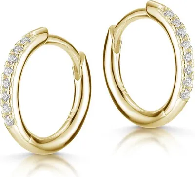 Produktbild von SILBERKETTEN STORE Creolen mit Zirkonia 14mm - 925 Silber, vergoldet - 14mm