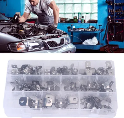 Immagine prodotto di 80 fascette stringitubo in acciaio inox, supporto a U a 2 fori, morsetti di serraggio per tubi, universali per camper