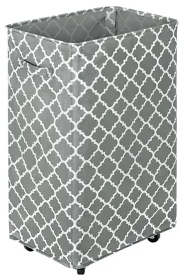 Rollende Wäschetonne 90L, inklappbar, mit Griff, Grau