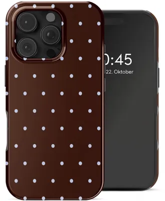 Produktbild von Selencia Vivid Backcover mit MagSafe für das Apple iPhone 16 Pro Max – Happy Dots Chocolate