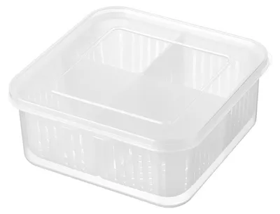 Produktbild von Drainage-Obstbehälter mit 4 Fächern, Kühlschrank-Organizer-Box mit Deckel für Ingwer-Knoblauch-Gemüse