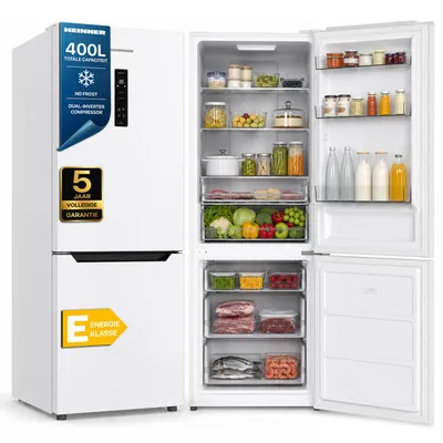 Productafbeelding van Heinner HCNF-HM400DINVE++ Koel- en vriescombinatie, 400 liter, bediening via touchscreen met LED-display, No Frost, wit