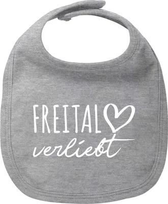 Produktbild von Huuraa Baby Lätzchen Freital verliebt Heather Grey Klettverschluss  Baumwolle Latz Geschenkidee