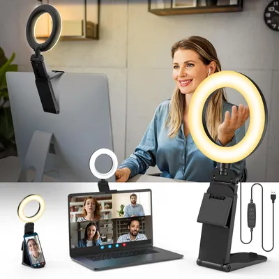 Obrázek produktu pro LED kruhové světlo pro video s stativem a držákem na telefon, 5" světlo pro streamování