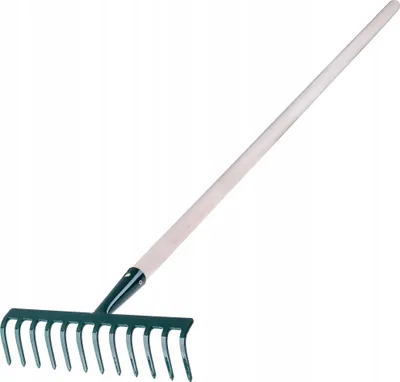 Produktbild von Gartenrechen - Handrechen - 12 Zinken - Holzstiel - Für Gras und Laub